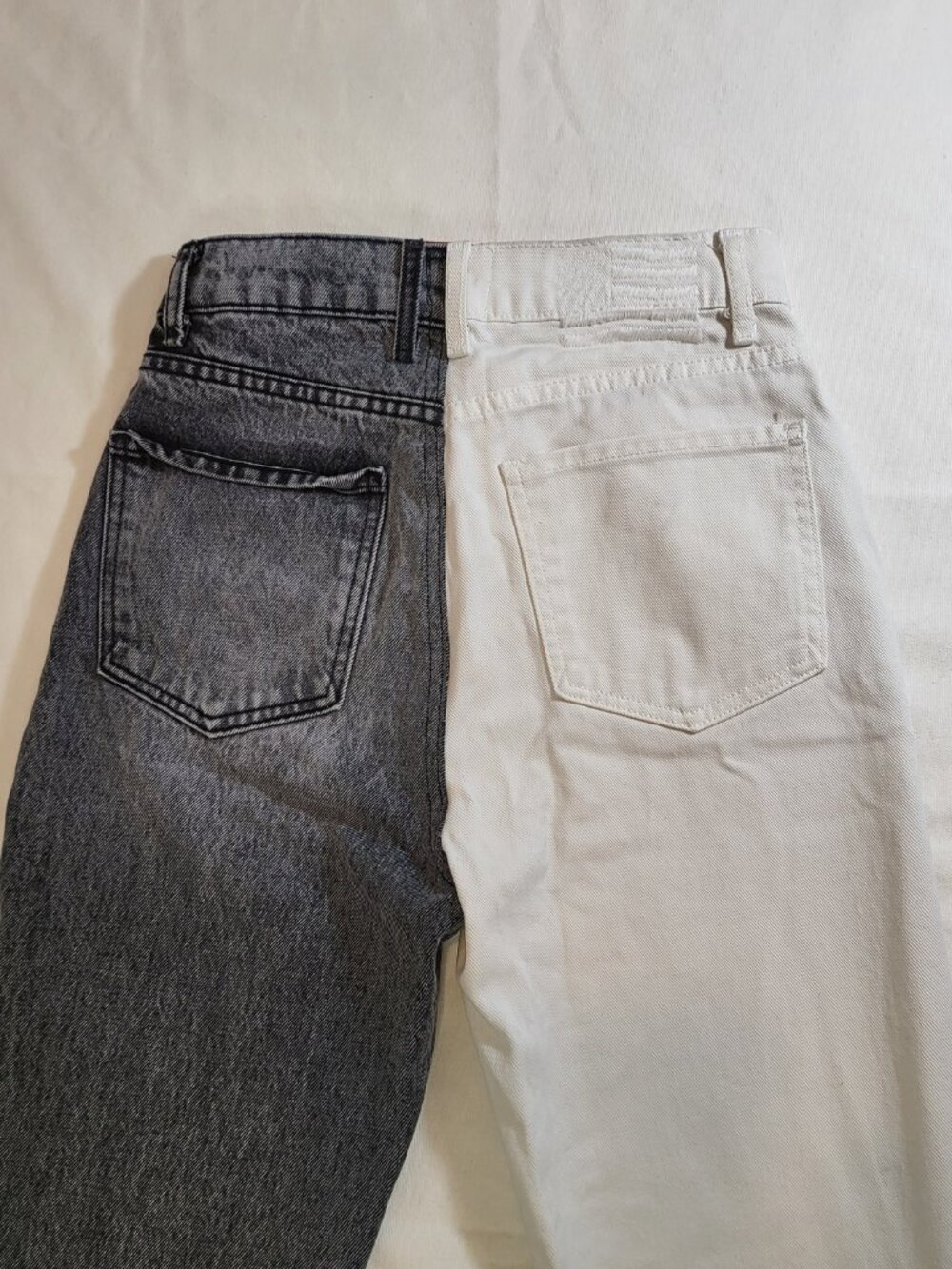 REVICE Denim "True Love Checkmate" Two-Tone Split Jeans. White/Acid Black sz27 - Picture 3 of 4